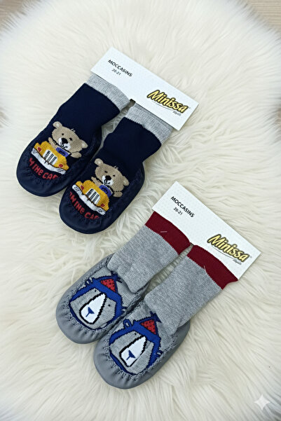 minissa baby kids ERKEK HAVLU ÇARIK TABAN ALTI DERİ 2 ÇİFT