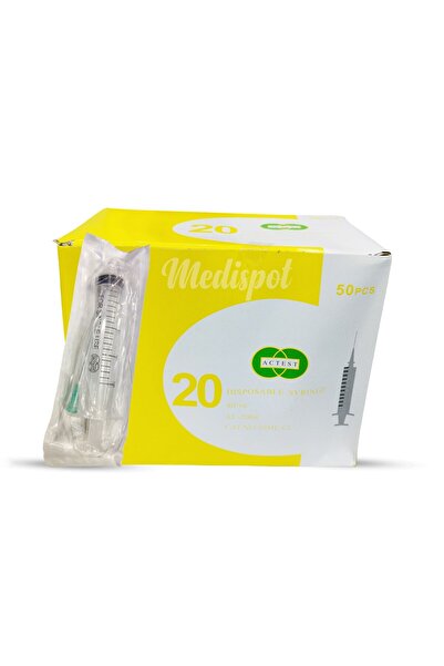 ACTEST 50 Pieces Disposable Syringe 20ml with Needle (21G x 1½")