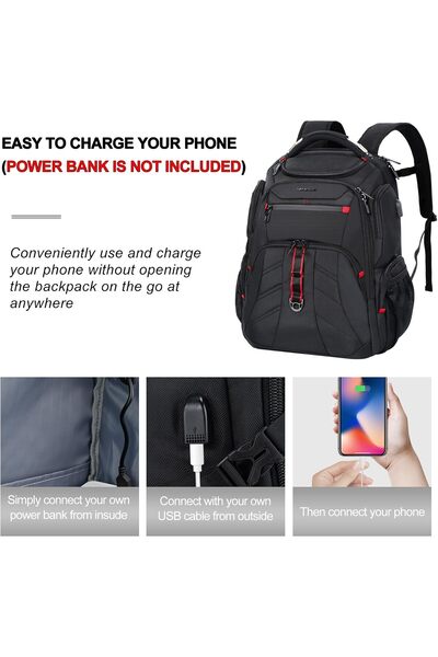 VANKEAN 17.3" Travel Laptop Backpack TSA Friendly Water-Resistant Anti-Theft with RFID & USB, Black
