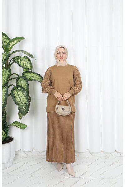 NİSUM MODA Silvery Mercerized Skirt Suit