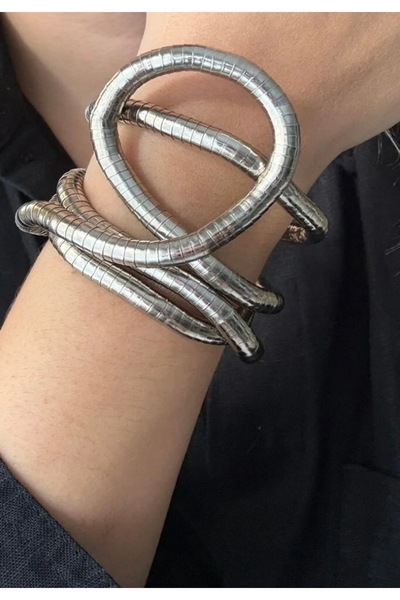 Butik Bükülebilir Şekil Verilebilir Yılan Kolye/Bileklik (Gümüş renk)