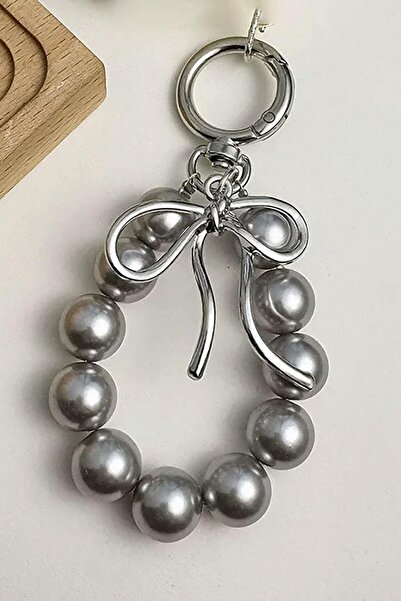 TAKIŞTIR Γκρι Χρώμα Περλέ Λεπτομερής Τσάντα/Μπρελόκ