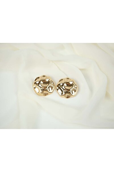 ATELİER TUĞBA Bkp028 Gold Textured Round Earrings