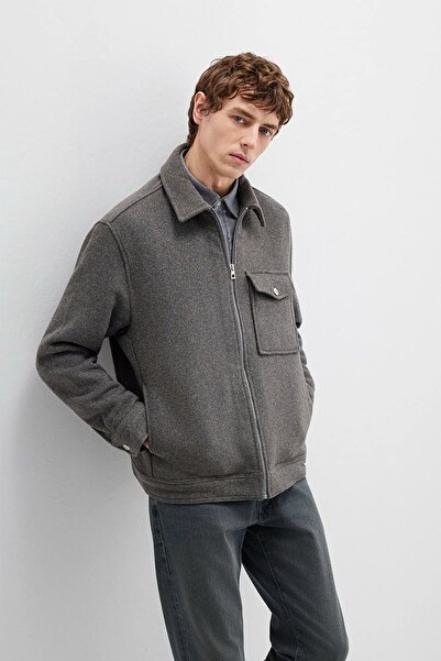 Mavi Men's Wool Blend Gray Shirt 0211804-80024