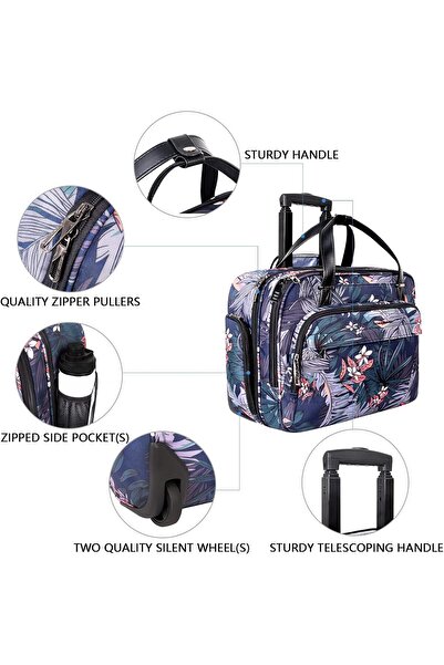 VANKEAN 15.6" Rolling Laptop Briefcase (Floral)
