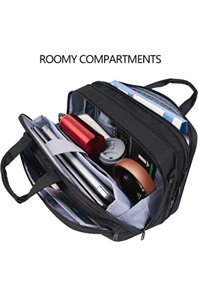 VANKEAN Laptop Bag Premium 17.3" Business Briefcase Expandable Water-Repellent Messenger - Black