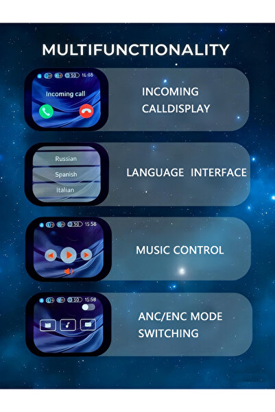 Generic High-Fidelity Bluetooth Earbuds – Touch Display, ANC & Multilingual Real-Time Translation