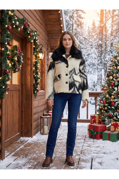 Boutique Teks Kışlık Astarlı Yün Karışımlı İtalyan Mont Ceket