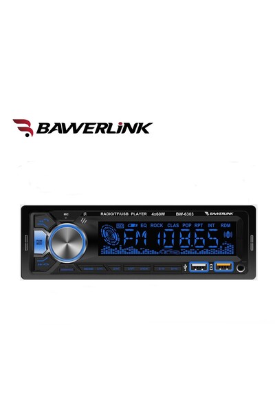Bawerlink BW6303 Bluetooth Oto Teyp | Çift USB Girişli | 4x60W Amfi Çıkışlı |...