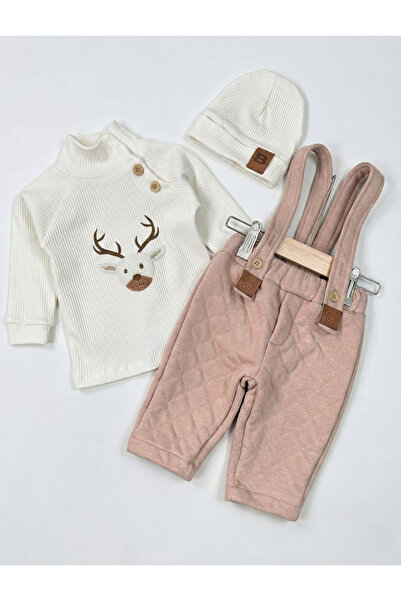 ENSONO Quilted Salopet Embroidered Beret Turtleneck Badi Winter Baby Boy Set