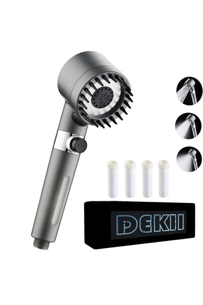 DEKII High-Pressure Shower Filter Head — 3 Modes, Includes Replacement Filters
