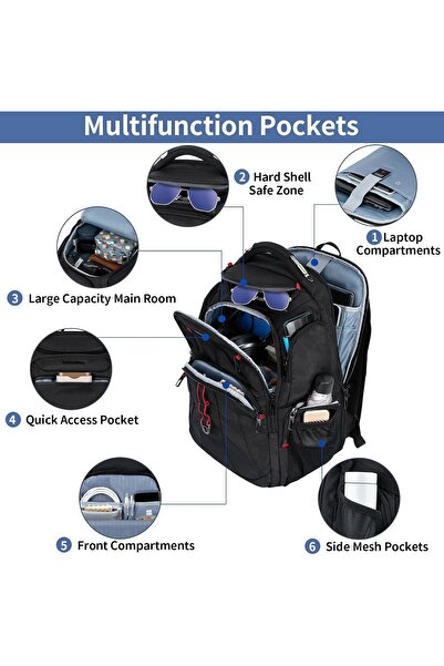 VANKEAN 17.3" Travel Laptop Backpack TSA Friendly Water-Resistant Anti-Theft with RFID & USB, Black