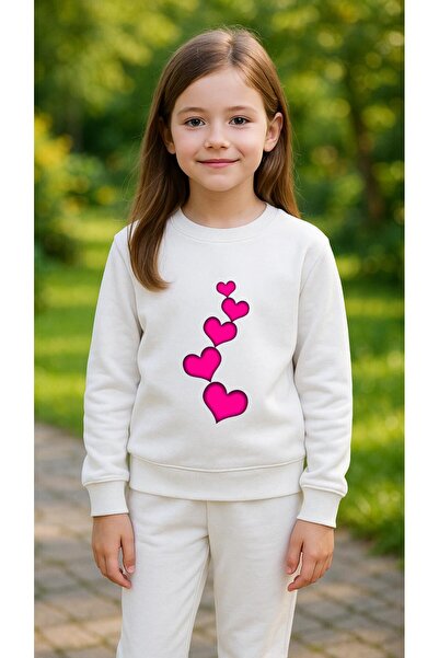 playwear Παιδικό Φούτερ Σετ Παιδικό Φούτερ με Στάμπα ΚΑΡΔΙΕΣ ΡΟΖ για Κορίτσια...