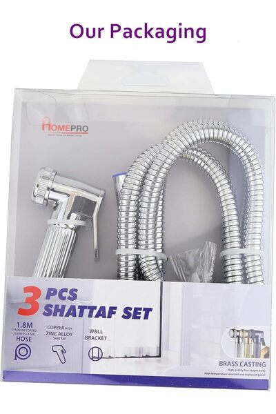 HOMEPRO Better Value for Better Living HOMEPRO Bidet Toilet Sprayer Set with 1.8m Hose, Handheld Shattaf - Chrome