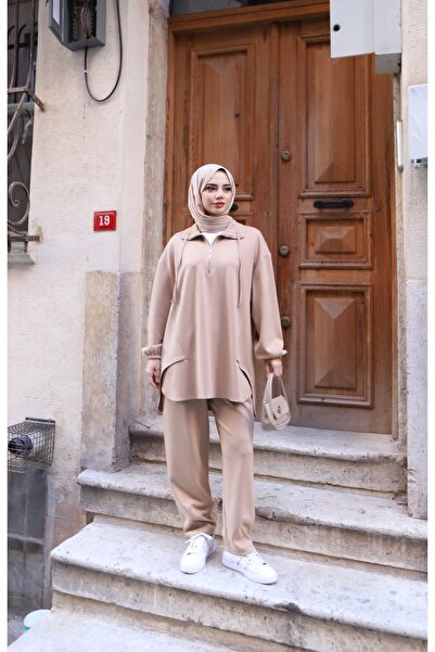 NİSUM MODA Set modal cu buzunare asimetrice