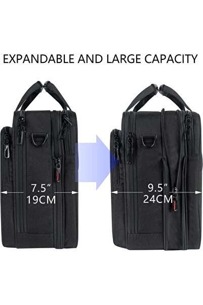 VANKEAN 17.3" Laptop Messenger Shoulder Bag – Expandable Water-Repellent Briefcase (Black)