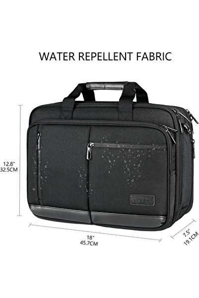 VANKEAN Laptop Bag Premium 17.3" Business Briefcase Expandable Water-Repellent Messenger - Black