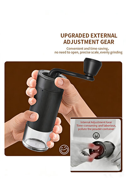 X SPRING New Manual Coffee Grinder with Adjustable Conical Burrs – Ideal for Espresso & French Press