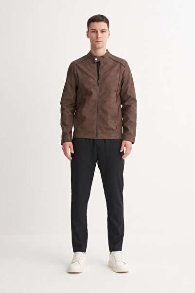 Cazador PU Deri Karışımlı Regular Fit Motor Mont