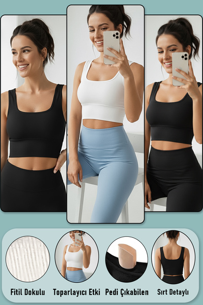 LoremLavida 3' Crop Tank Top Padded Sports Bra 100% Cotton Black White Brown