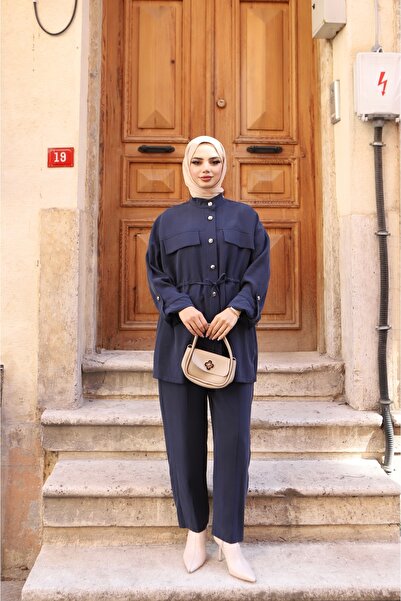 NİSUM MODA Double Pocket Lace-Up Modal Suit