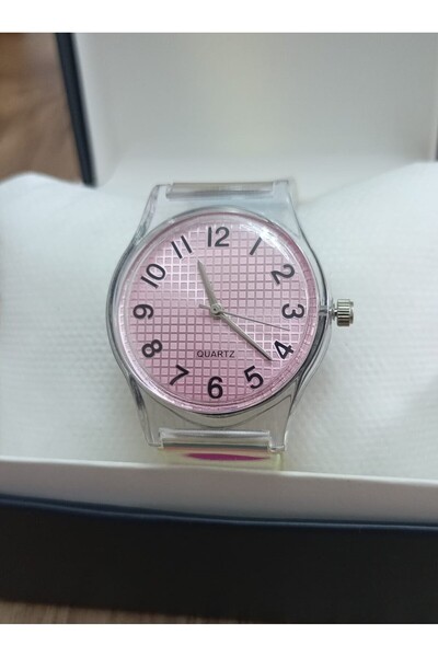 Gerçek Hediyelik Kadın Kol Saati - Yarı Şeffaf Parlak (Hologram Efektli) Sili...