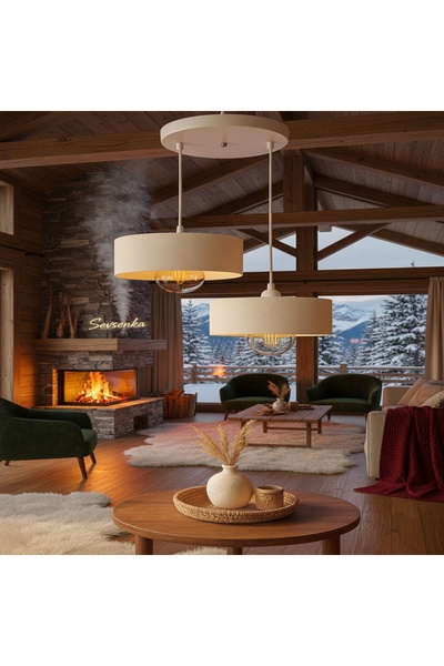 SEVSENKA ✨Premium İkili Oval Avize | Modern Salon Mutfak Yatak Odası Lüks Sarkıt Avize Modeli|Krom Detaylı