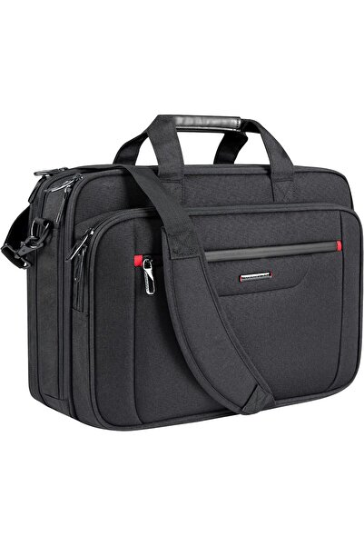 VANKEAN 17.3" Laptop Messenger Shoulder Bag – Expandable Water-Repellent Briefcase (Black)