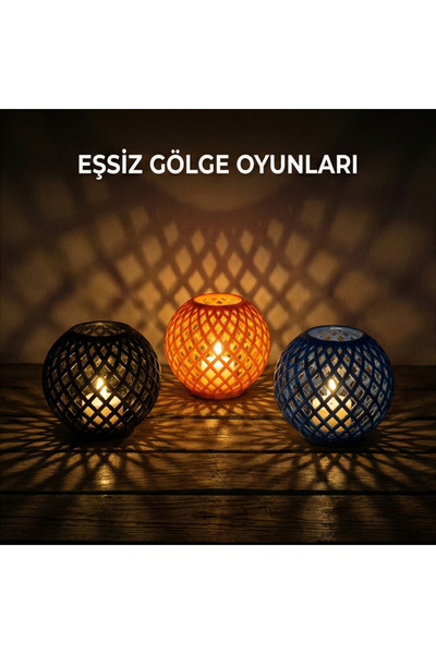 PLUS LIGHT 3'lü Dekoratif Işıklı Top Seti - Led Mumlu Asılabilir Yılbaşı ve Ç...