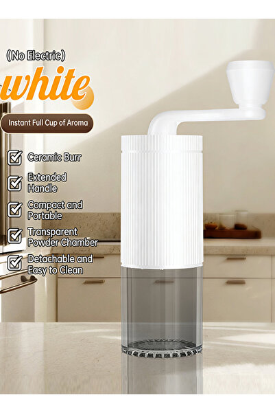 X SPRING Portable Manual Coffee Grinder - Conical Burr for Espresso, Pour Over, French Press, Travel (White)