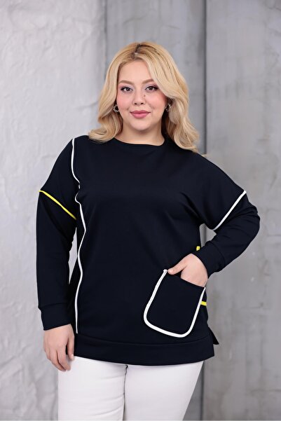 Siyezen Φούτερ μεγάλου μεγέθους με ριγέ τσέπες