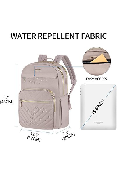 VANKEAN 15.6 Inch Laptop Backpack for Women with USB Port