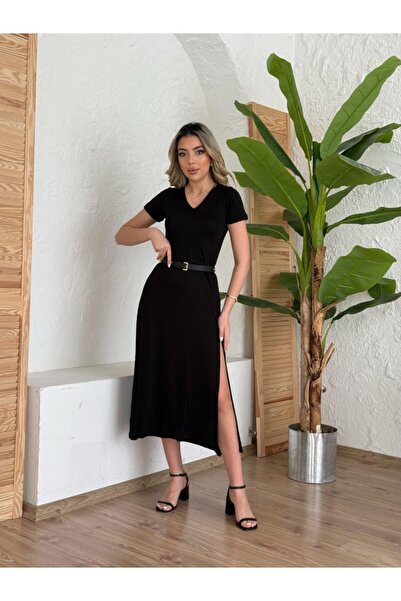 Wear Up   Women's Short Sleeve V-Neck Maxi Length Dress 124 Cm