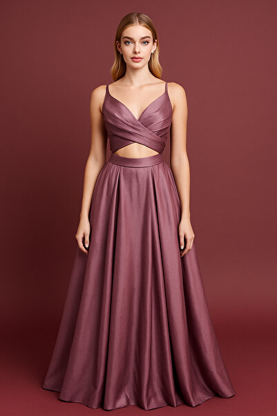 Hüseyin Baştürk Askılı Tafta Drapeli Uzun Abiye