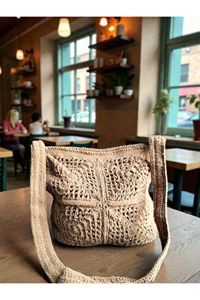 The Fabrics Studio Hand Knitted Velvet Textured Shoulder Bag