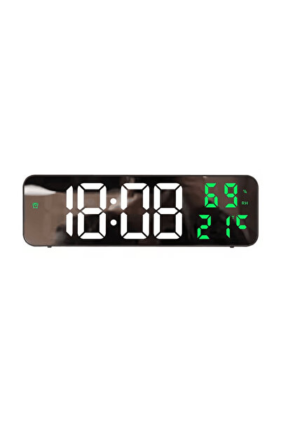OEM Digital LED Wall Clock, Bedside Table, Temperature, Humidity, White & Gre...