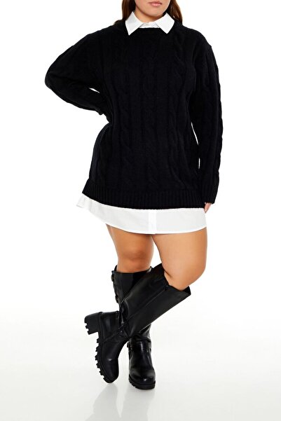 Forever 21 Plus Size Kombin Triko Mini Elbise