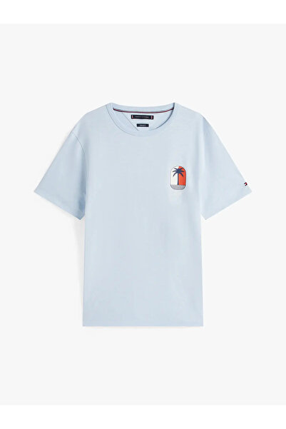 Tommy Hilfiger PALM TREE LABEL TEE Erkek Mavi T-Shirt