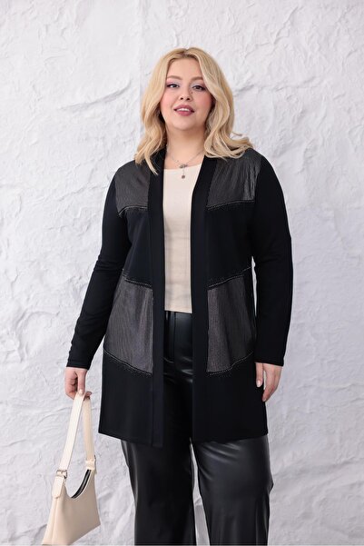 Siyezen Ζακέτα μεγάλου μεγέθους με ασημένια στάμπα και πέτρες