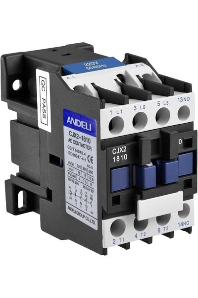 ANDELI RACO AC Contactor CJX2-1810, 220V Coil, 3P Normally Open, 18A 380V