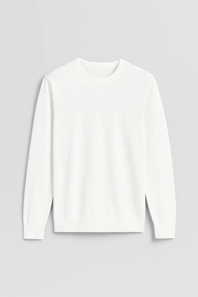 COMBİNE MİCHAİL Men's Comfortable Thick Premium Ecru Knit Sweater