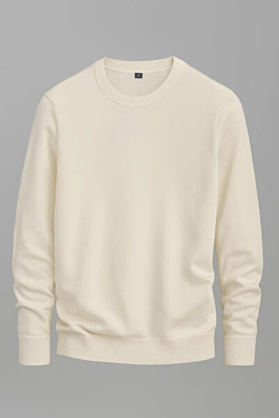 COMBİNE MİCHAİL Men's Comfortable Thick Premium Cream Knitwear Sweater