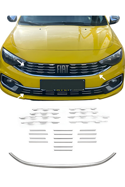 ACK Dizayn FİAT EGEA 2020+ FULL ÖN KROM SET PANJUR KROMU+ PANJUR ÇITASI "U"+ ...