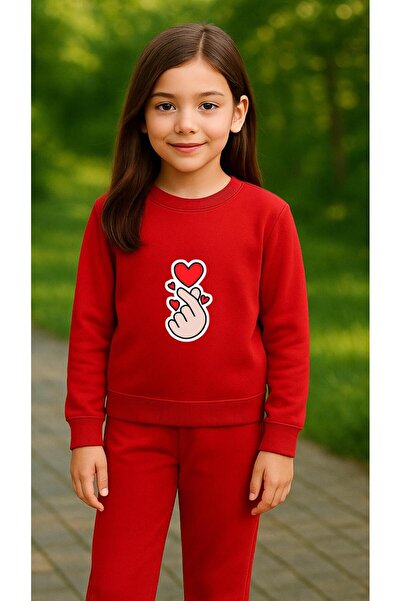 playwear Παιδικό Φούτερ Σετ με στάμπα HEART HAND PRINTED για Κορίτσια και Αγό...