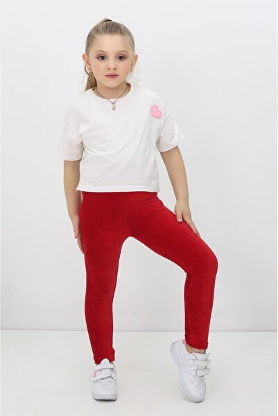 FX Tayt-x Kız Çocuk Likralı & Fitilli & Beli Lastikli Kadife Tayt