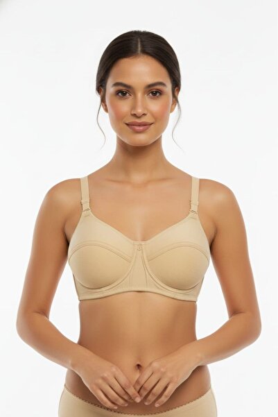 enmodaiçgiyim Skin Color Women's Cotton Wire-Free Non-Padded Bra - Soft Sponge Daily Comfortable