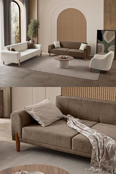 Eymense Mocha Plus Sırt Mekanizmalı Koltuk Takımı 3+3+1 Kahverengi