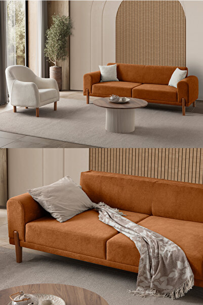 Eymense Mocha Plus Sırt Mekanizmalı Koltuk Takımı 3+1 Turuncu