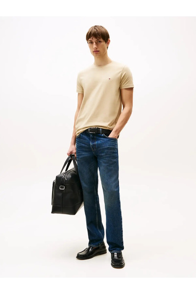Tommy Hilfiger STRETCH SLIM FIT TEE Erkek Krem T-Shirt