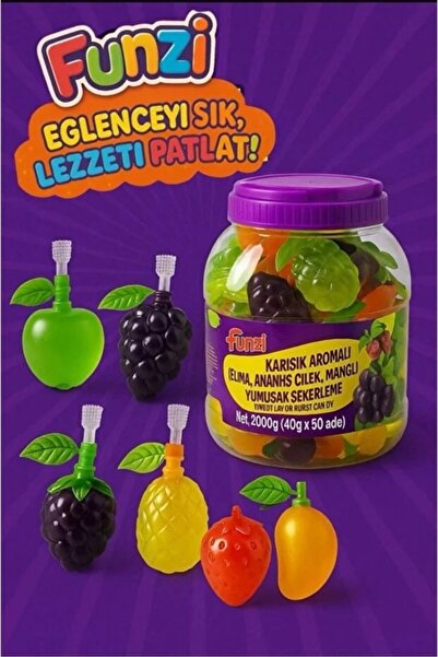 MyClean 20 Adet Funzi Karışık Meyve Aromalı Kaliteli Yenilebilir Jole Sık Patlat